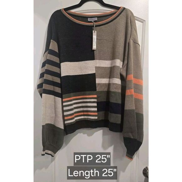 Anthropologie Conditions Apply Multi‎ Striped Ankia Knitted Sweater Size L NWT - Picture 1 of 9